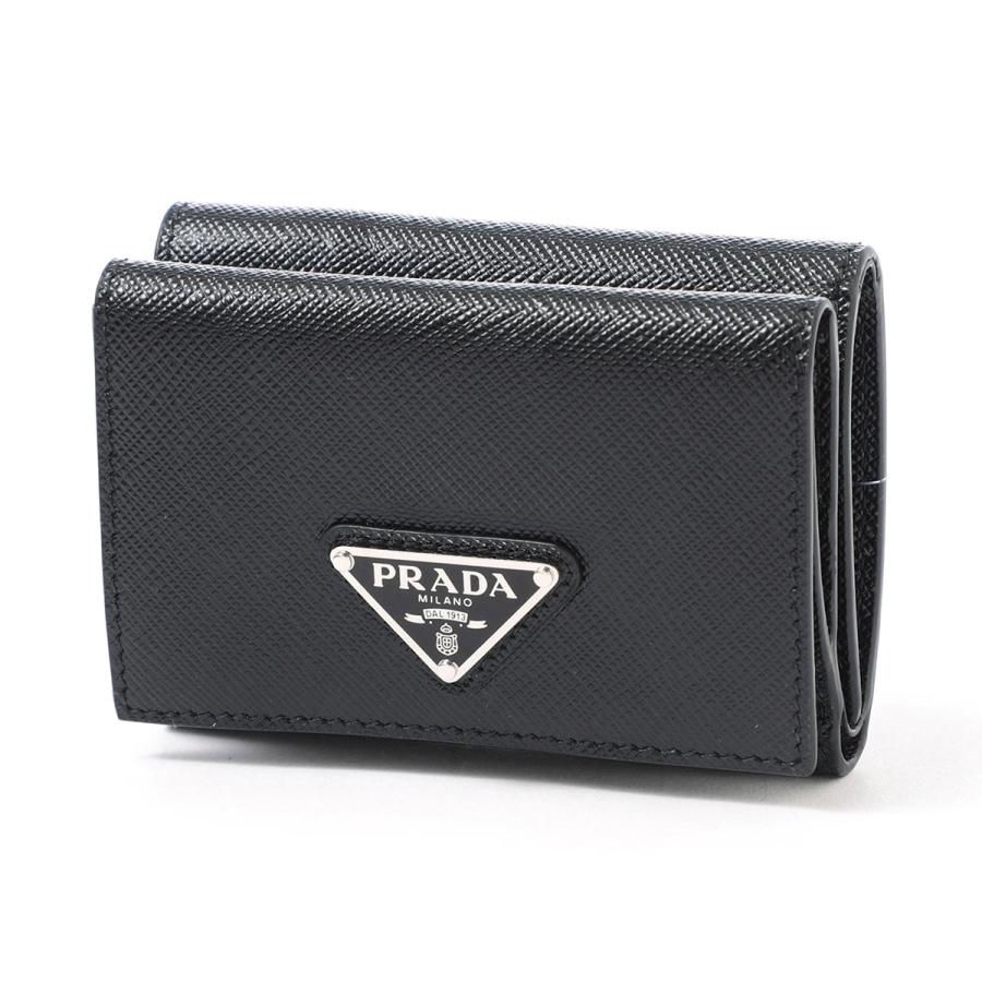 PRADA ブラック 三つ折り財布 PRADA プラダ 3つ折り財布 小銭入れ付き SAFFIANO TRIANGOLO
