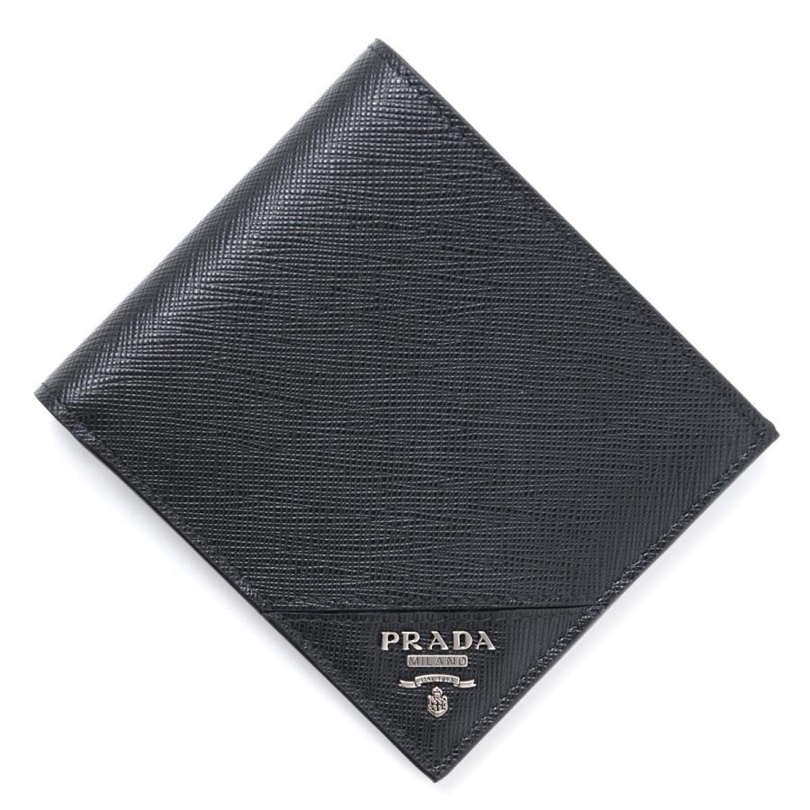 PRADA プラダ 2つ折り財布 ブラック メンズ 2mo513-qme-f0002