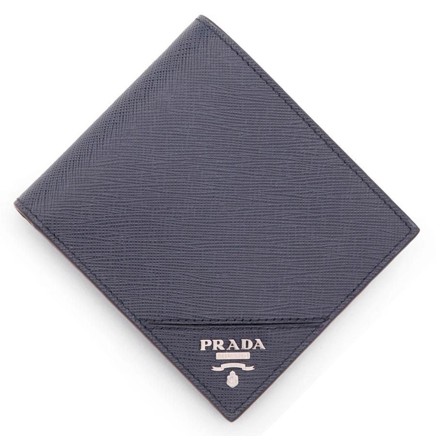 PRADA（プラダ） PRADA 2つ折り財布 SAFFIANO METAL ブルー メンズ