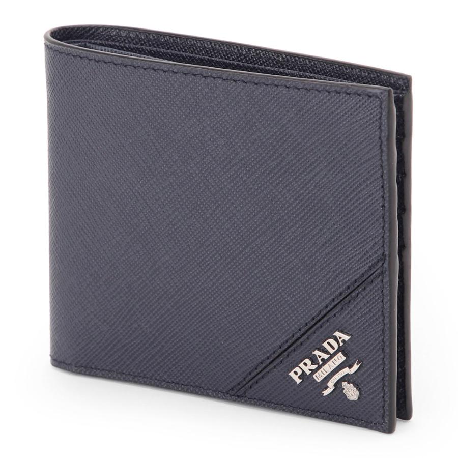 PRADA（プラダ） PRADA 2つ折り財布 SAFFIANO METAL ブルー メンズ