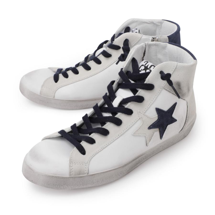 2STAR ツースター 2Star スニーカー SNEAKER HIGH 105 IN PELLE BIANCA
