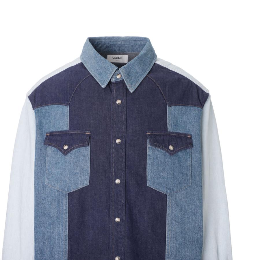 セリーヌ CELINE デニムシャツ WESTERN SHIRT ウエスタンシャツ ブルー メンズ 2t353-521t-08sh｜mb-y｜03