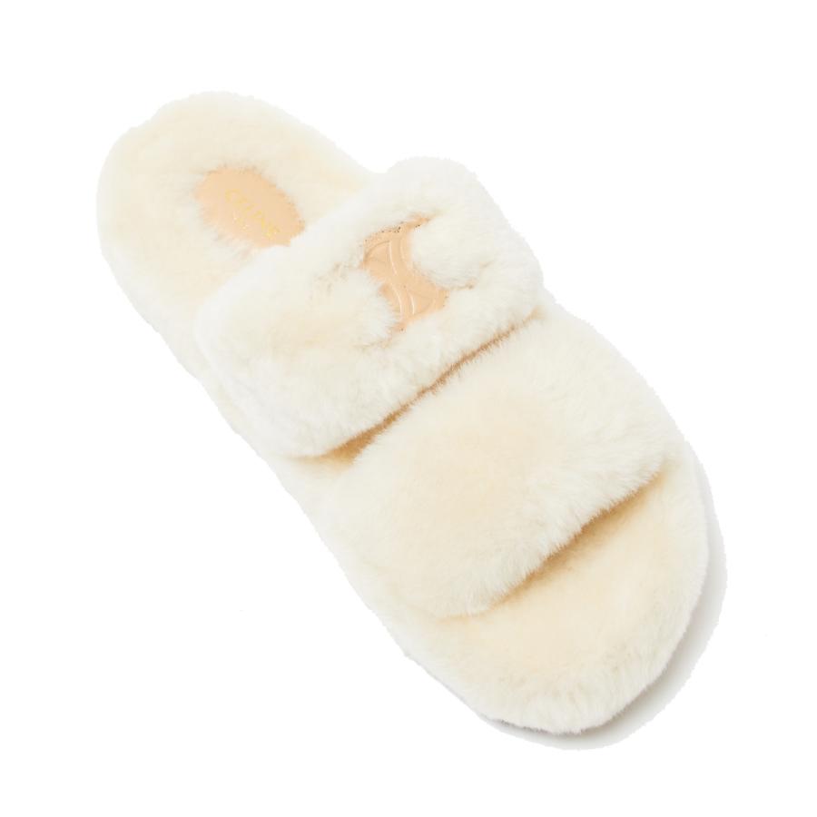 CELINE セリーヌ スライドサンダル TRIOMPHE OPEN SLIDES ファー