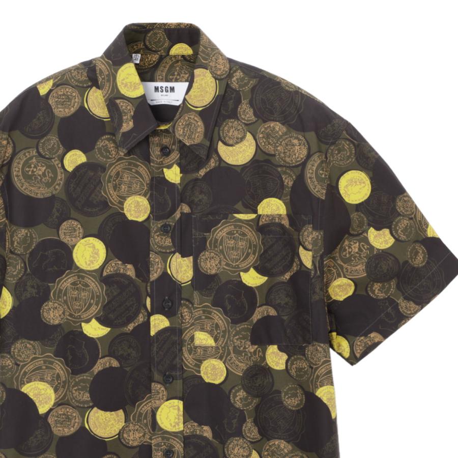 MSGM エムエスジーエム 半袖総柄シャツ グリーン メンズ 3540me07 