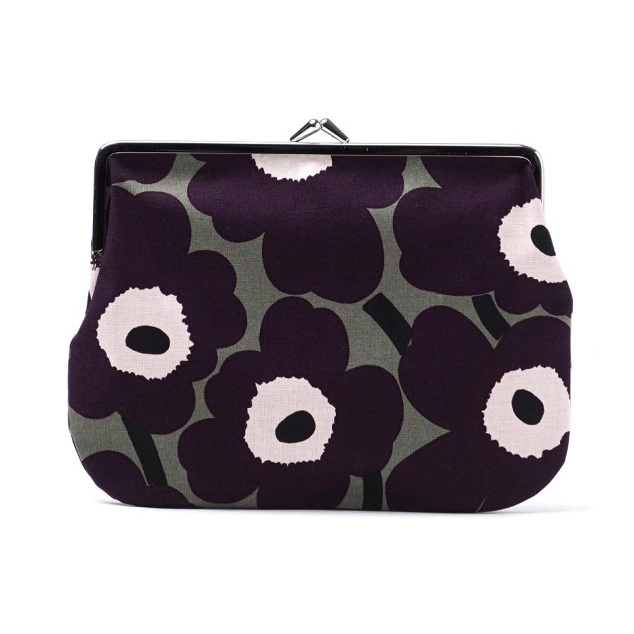 本革　marimekko 花柄エンボス　ダークパープル ポーチ marimekko（マリメッコ） ポーチ MINI UNIKKO レディース 37773-640