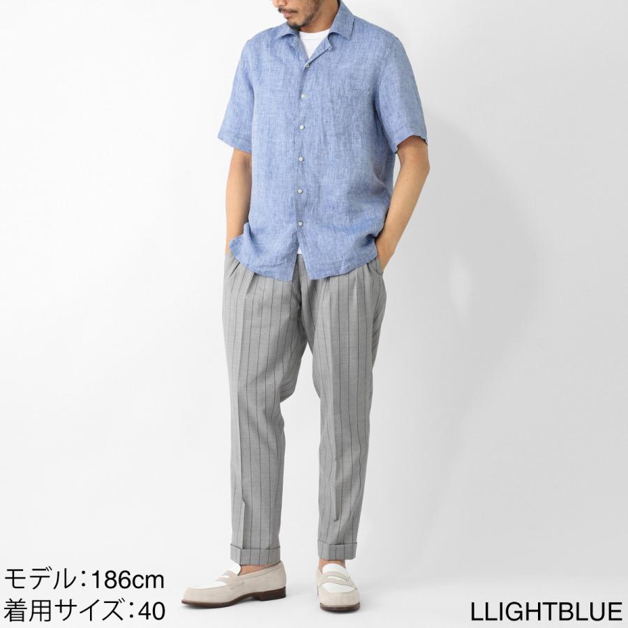 GUY ROVER ギローバー 半袖リネンシャツ WASH オープンカラー