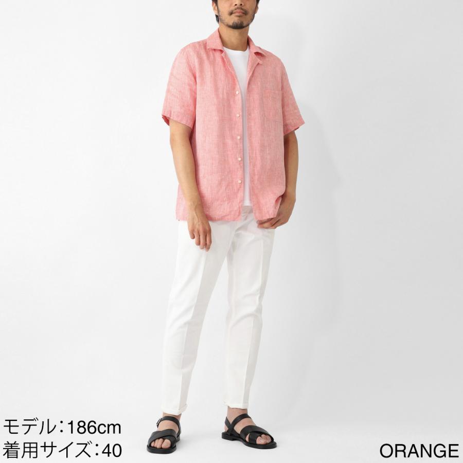 GUY ROVER 半袖リネンシャツ 3850gr352l-551300 GUY ROVER ギローバー 半袖リネンシャツ WASH オープンカラー