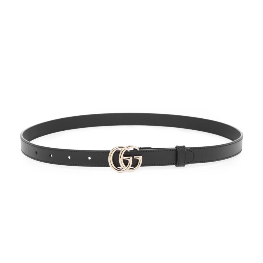 GUCCI グッチ ベルト Thin Belt With Double G Buckle ブラック 