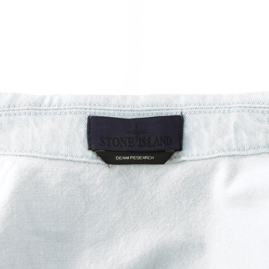 ストーンアイランド STONE ISLAND デニムジャケット 4100006 INDIGO DENIM-ULTRA BLEACHED STONE ISLAND DENIM RESEARCH コーチジャケット ブルー メンズの画像