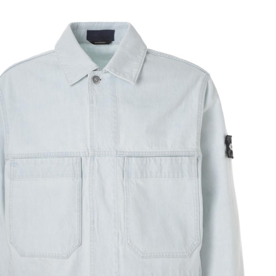 ストーンアイランド STONE ISLAND デニムジャケット 4100006 INDIGO DENIM-ULTRA BLEACHED STONE ISLAND DENIM RESEARCH コーチジャケット ブルー メンズの画像