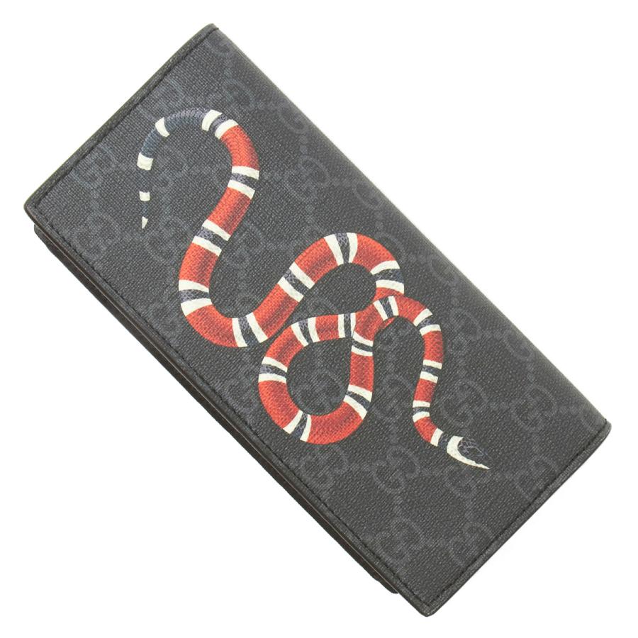 GUCCI  グッチ 長財布 GG柄 キングスネーク 蛇  へび 黒 ブラック グッチ GUCCI 財布 長財布 メンズ レディース ラウンド