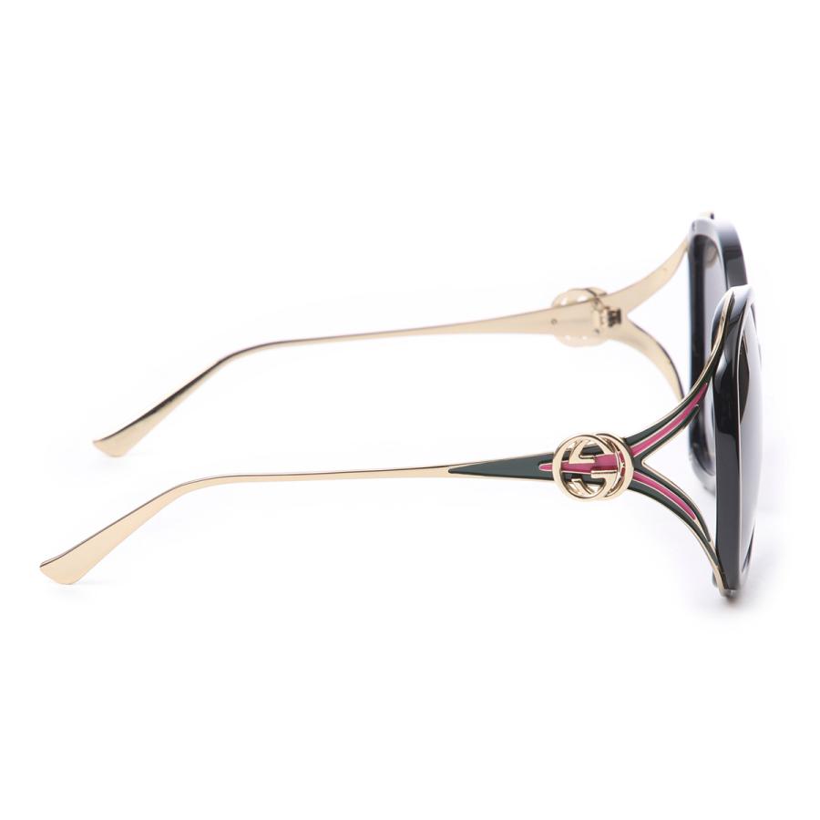 GUCCI サングラス ゴールドフレーム ブラックレンズ GUCCI（グッチ） サングラス ROUND-FRAME INTERLOCKING G ブラック