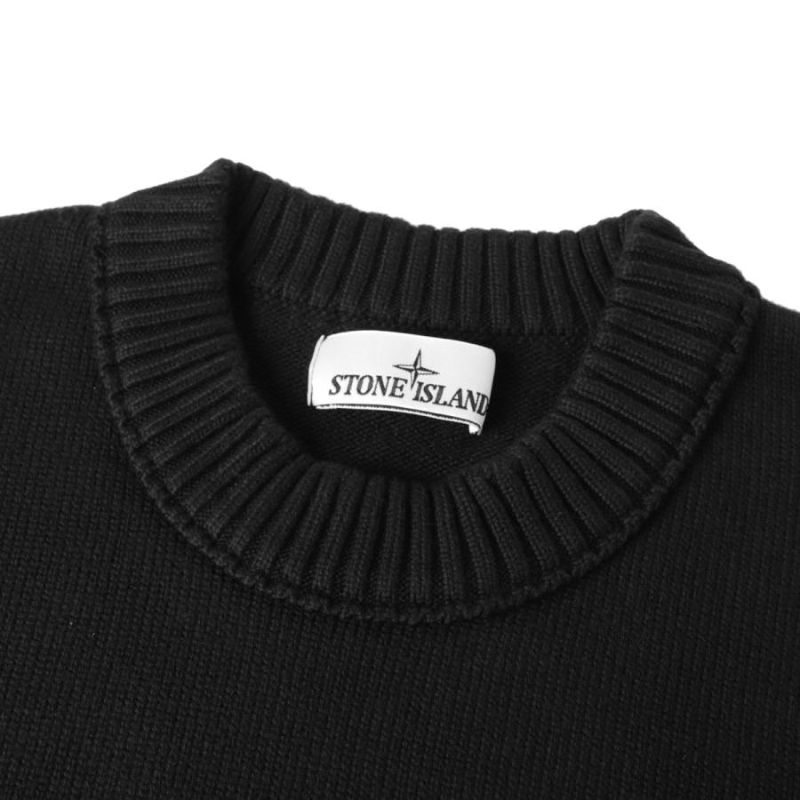ストーンアイランド ニット クルーネック 袖ワッペン プルオーバー ブラック M STONE ISLAND(ストーンアイランド) 袖ワッペンクルーネックニット