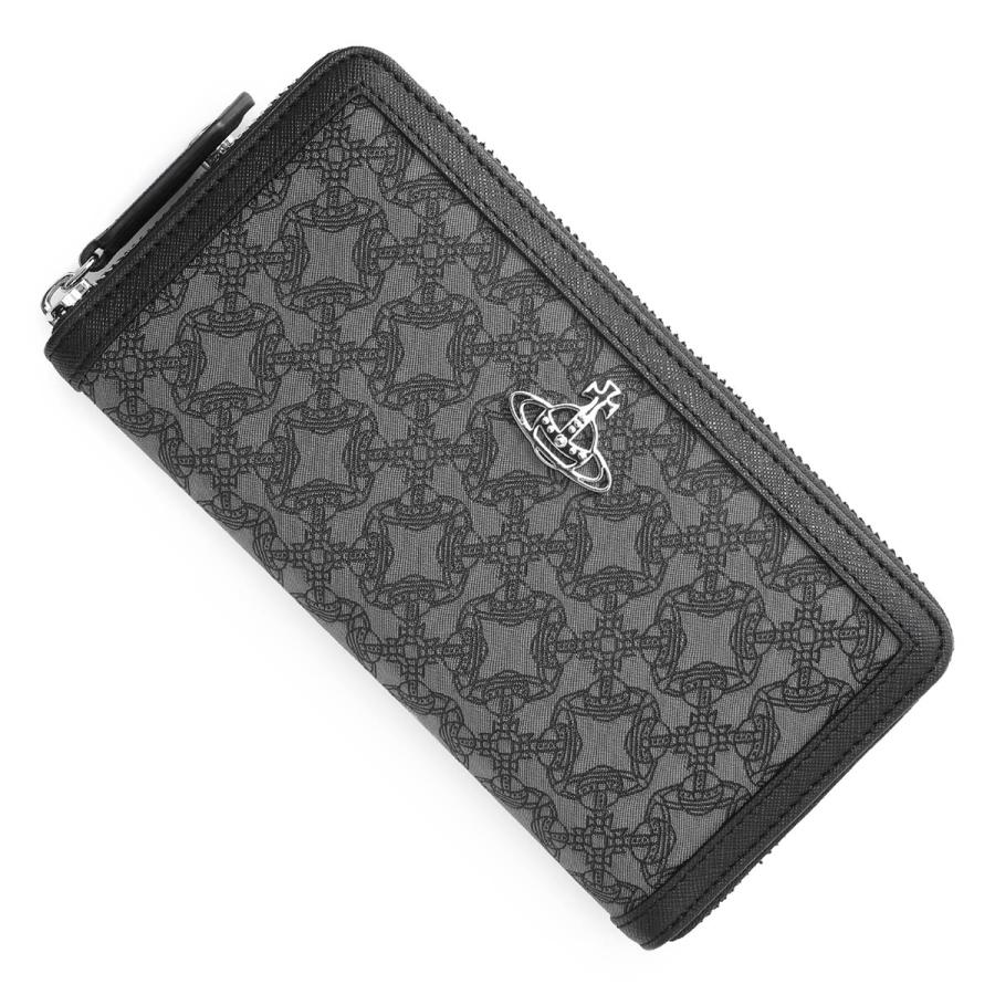 Vivienne Westwood◇VICTORIA CLASSIC ZIP ROUND WALLETレザー/BLK