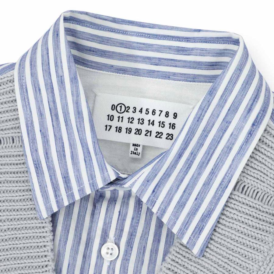 メゾンマルジェラ Maison Margiela 長袖シャツ Spliced ニットシャツ 大きいサイズあり ブルー レディース s51dl0394-s54773-524f :51dl0394-54773:モダンブルー!店 通販 メゾンマルジェラ シャツ ホワイト ブルー レディース Maison Margiela SI0DL0001 S52651 001F