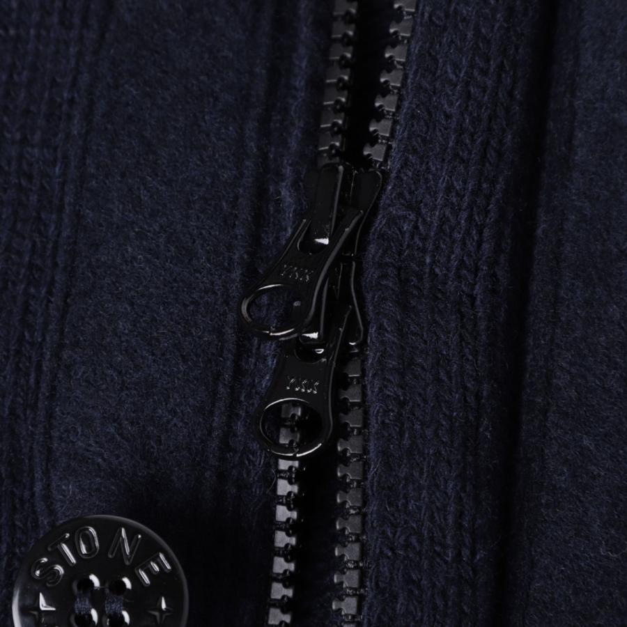 STONE  ストーンアイランド フード付きカーディガン 青 ストーンアイランド☆名作 ラムウール スナイデルニット カーディガン