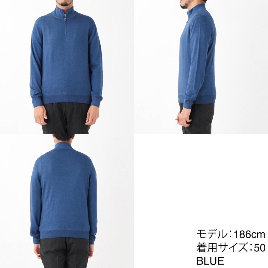 GRAN SASSO グランサッソ ウール ハーフジップ ニット 52 ブルー Gran Sasso（グランサッソ） ハーフジップニット VINTAGE 大きいサイズ