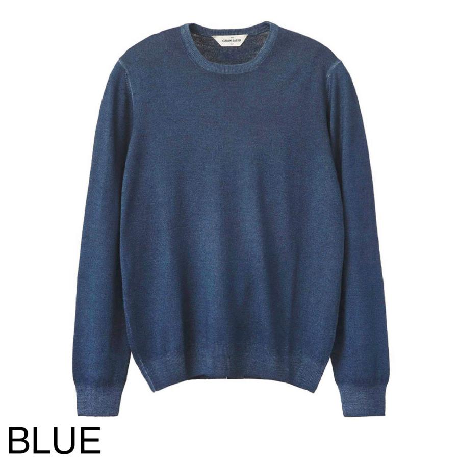 【極美品クリーニング済】GRAN SASSOロイヤルブルーウールクルーネック46 Gran Sasso（グランサッソ） クルーネックニット PARICOLLO M/L