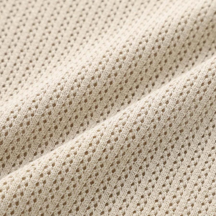 『Gran Sasso』FRESH COTTON／ケーブルニット／48／薄手 Gran Sasso（グランサッソ） 半袖ニットシャツ FRESH COTTON SHORT