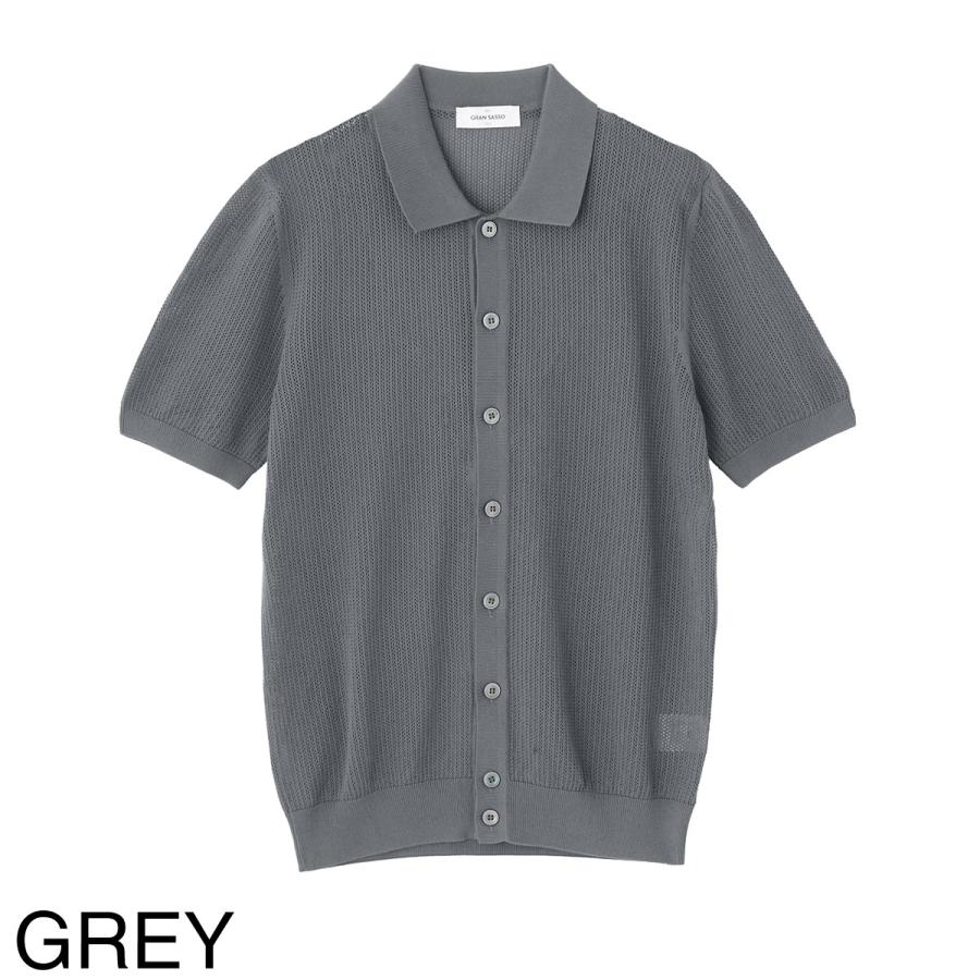 グランサッソ　半袖ニット　グレー　50サイズ　霜降り Gran Sasso（グランサッソ） 半袖ニットシャツ FRESH COTTON SHORT