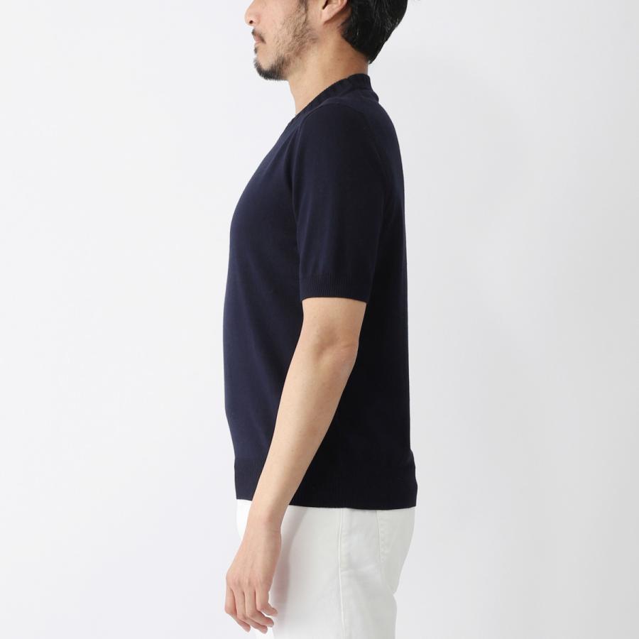 グランサッソ　半袖ニット　クルーネックニット　ネイビー　コットン 52 Gran Sasso（グランサッソ） クルーネック半袖ニット 大きいサイズあり
