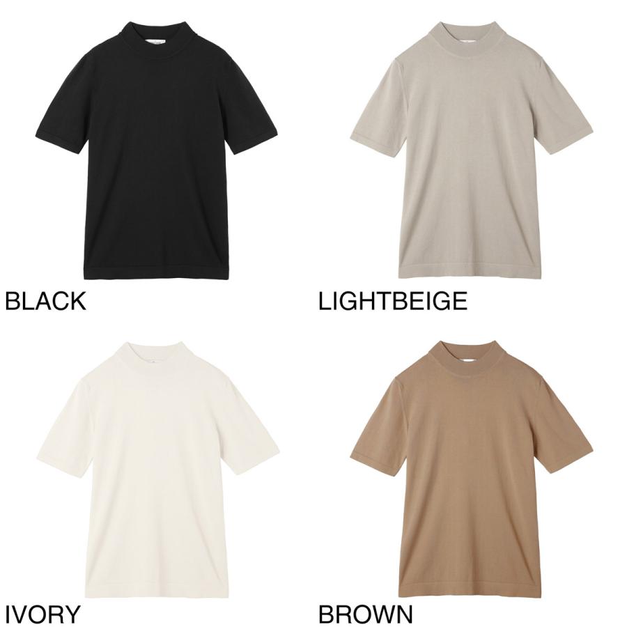 モックネック半袖トップス DUOMO BEIGE Gran Sasso（グランサッソ） モックネック半袖ニット LUPETTO M/M 12G