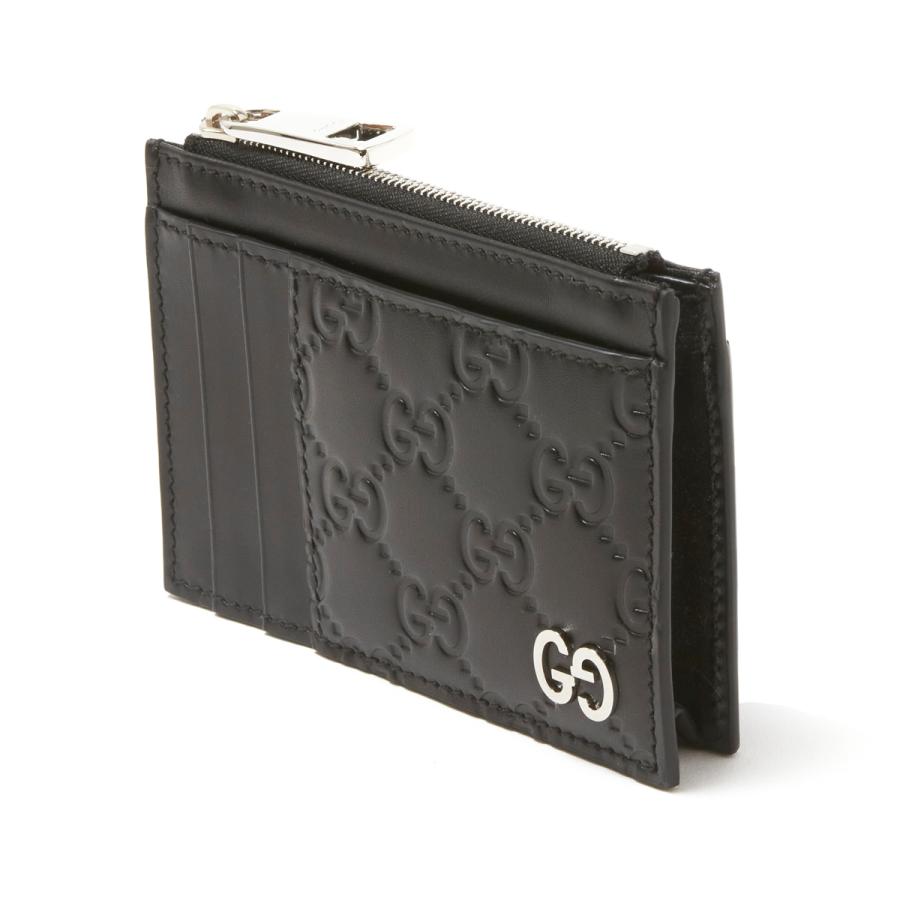 極美品　グッチケースカード小銭入れ財布 シマ　GGシグネチャー ブラック グッチ GUCCI 財布 フラグメントケース コインケース カード