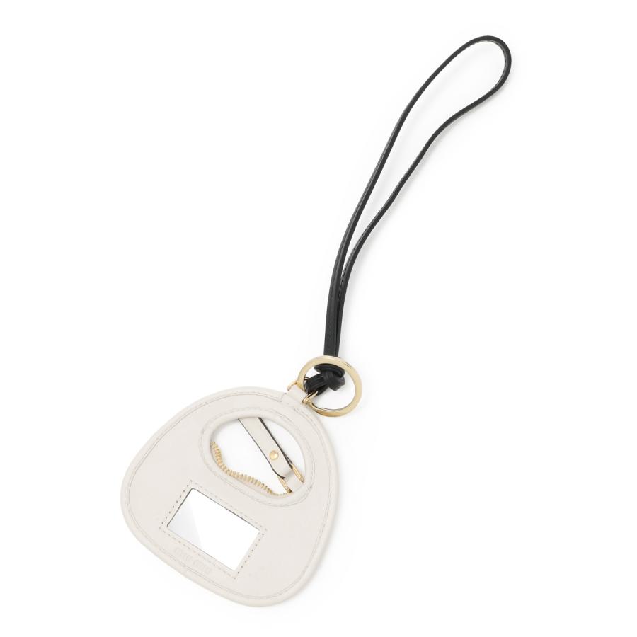 ミュウミュウ miu miu キーリング WANDER LEATHER TRICK KEYRING バッグチャームモチーフ ホワイト レディース 5tl357-2cwb-f0009の画像