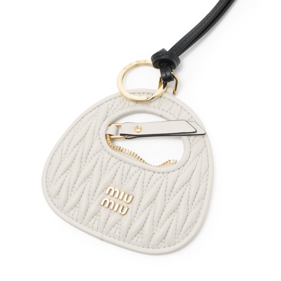 ミュウミュウ miu miu キーリング WANDER LEATHER TRICK KEYRING バッグチャームモチーフ ホワイト レディース 5tl357-2cwb-f0009の画像