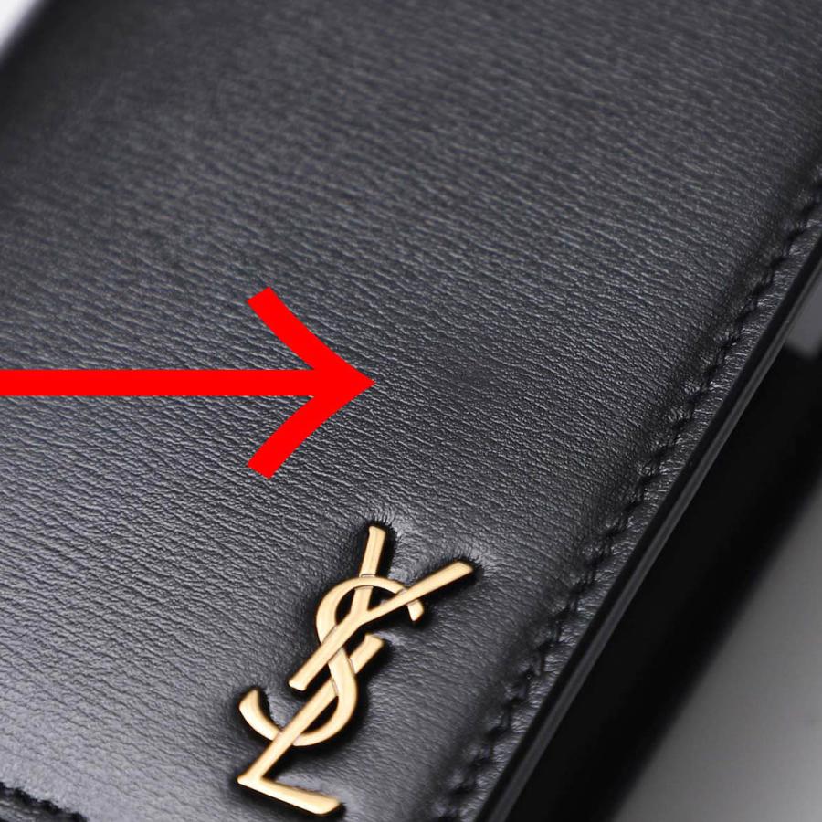 訳あり Saint Laurent 02g0w 1000 メンズ ブラック Wallet Card Credit 2つ折り財布 Laurent Saint サンローラン 訳あり アウトレット 財布