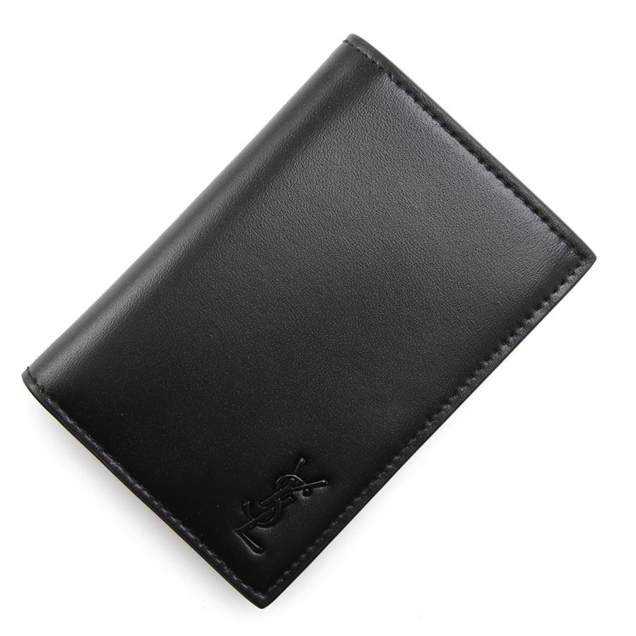 サンローラン SAINT LAURENT 2つ折り財布 TINY MONOGRAM CREDIT CARD WALLET ブラック メンズ