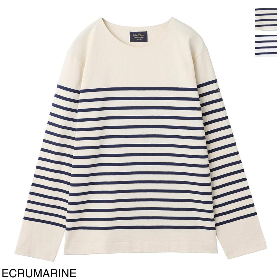 Le Minor（ルミノア） クルーネック 長袖カットソー ecru-marine
