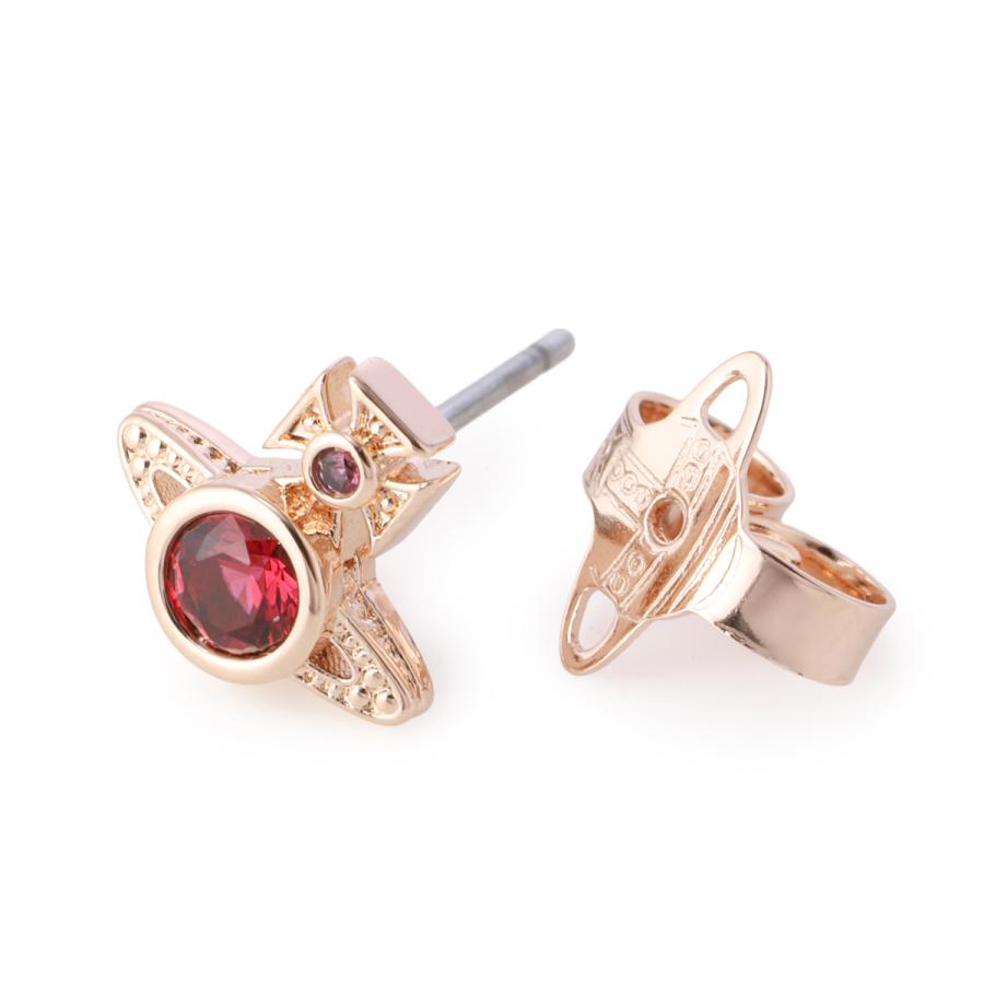 ヴィヴィアンウエストウッド Vivienne Westwood ピアス LONDON ORB EARRINGS ゴールド レディース 62010220-02g366-pinkgold-redczの画像