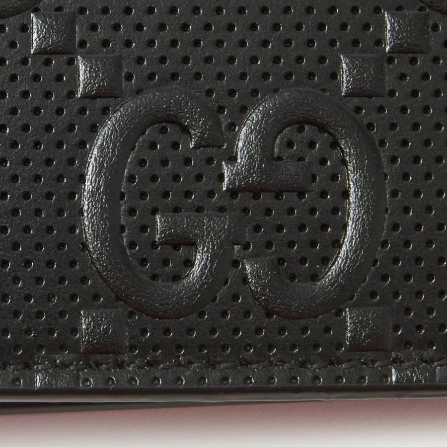 GUCCI 黒 レザー2つ折り財布 GGパター ングッチ GUCCI グッチ 財布 レディース 615525 二つ折り財布 Wホック GG