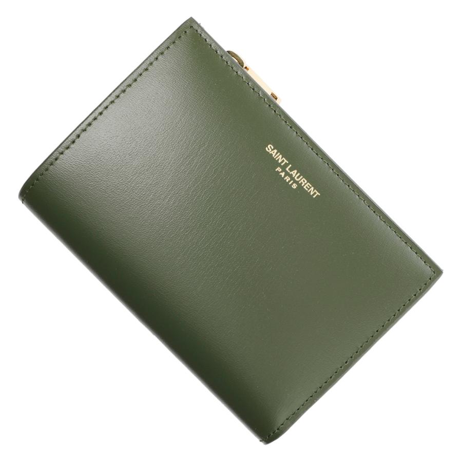 Saint Laurent 二つ折り財布 スモーキーグリーン サンローラン 二つ折り財布 グリーン Saint Laurent 二つ折り財布