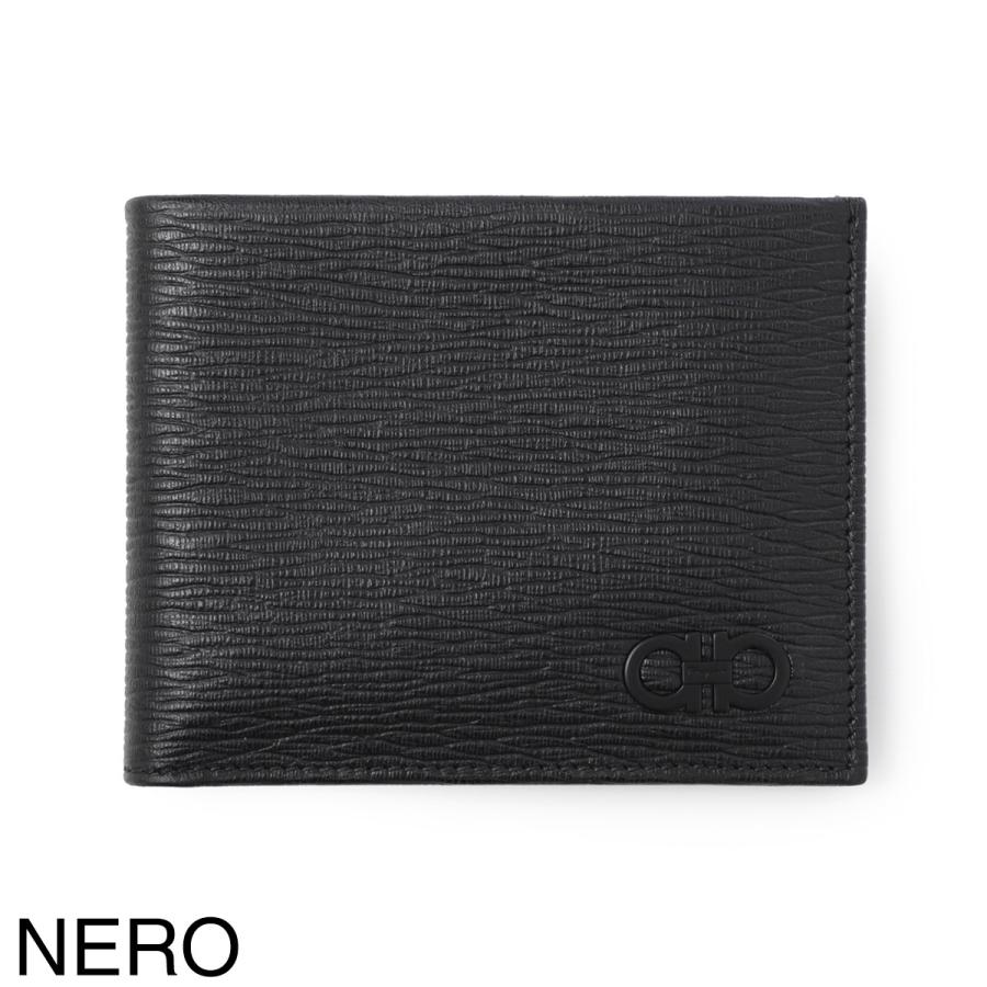 【未使用】フェラガモ 二つ折り財布 ブラック レザー 箱付 FERRAGAMO（フェラガモ） FERRAGAMO 2つ折り財布 メンズ : モダン