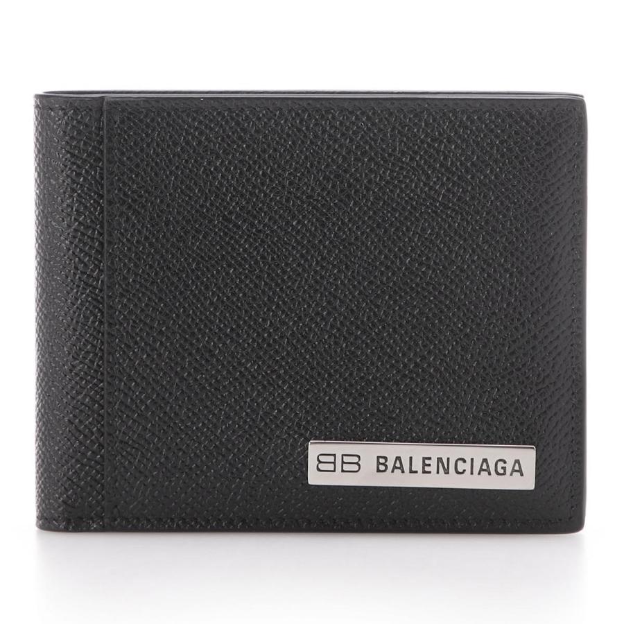 バレンシアガ BALENCIAGA 2つ折り財布 PLATE ブラック メンズ 671718 