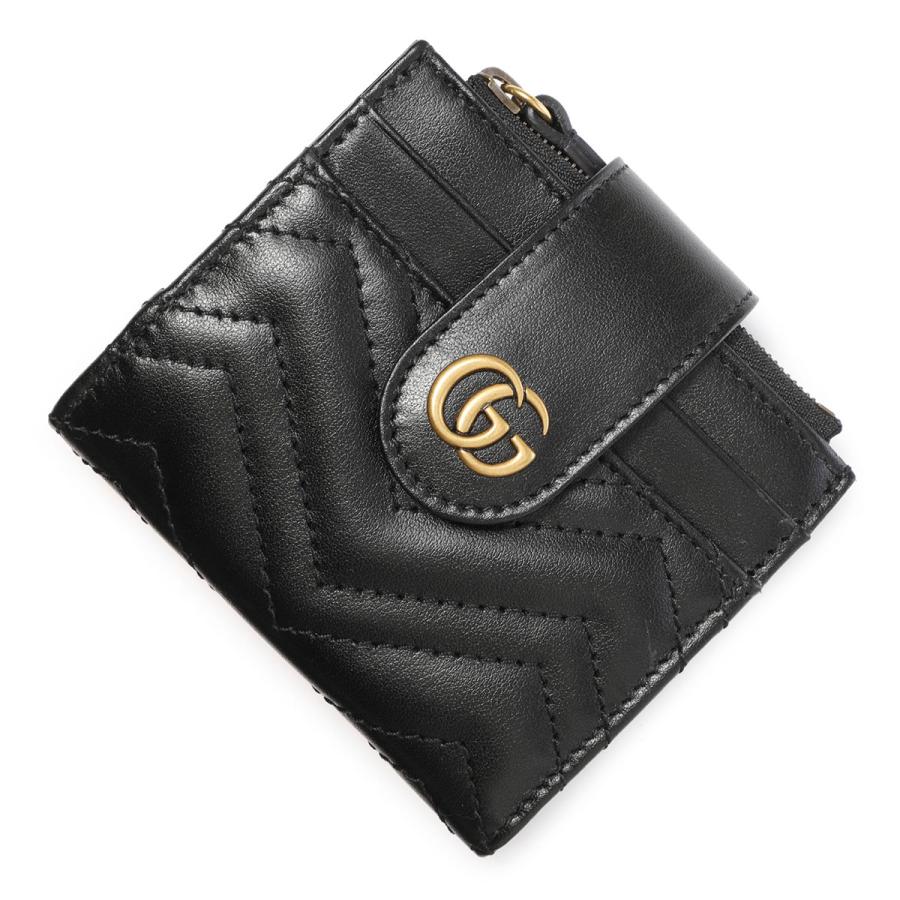 グッチ GUCCI 2つ折り財布 小銭入れ付き GG MARMONT ブラック 