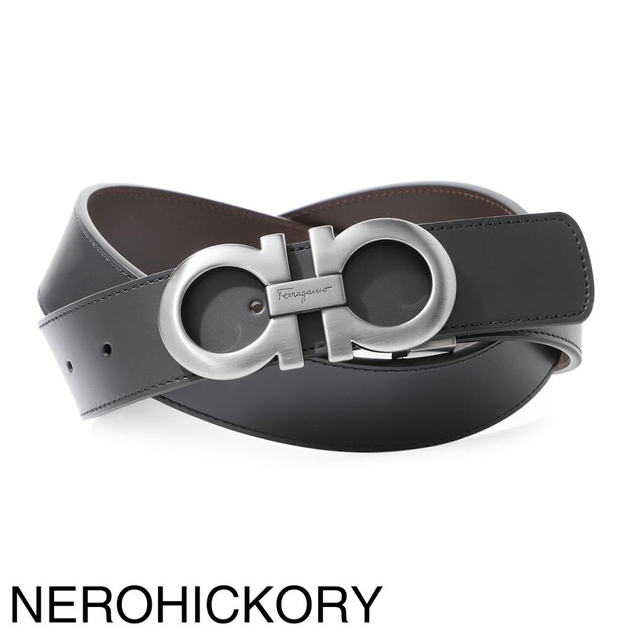かやりき様　フェラガモ　ベルト　シルバー ブラック FERRAGAMO（フェラガモ） リバーシブル ベルト メンズ 675542-0714423