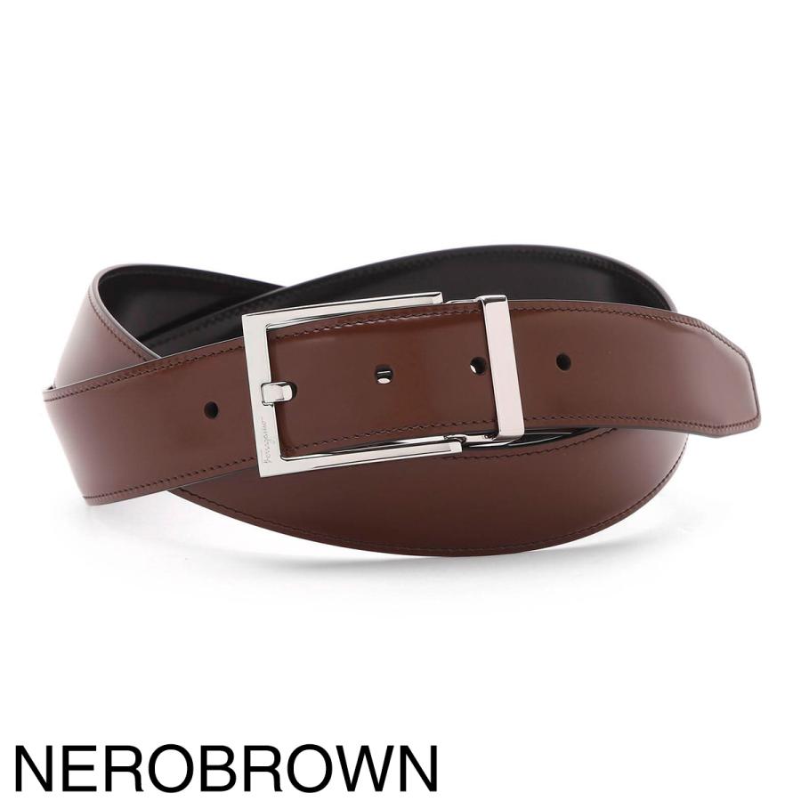 メンズ Ferragamo フェラガモ レザーベルト 黒×茶 リバーシブル FERRAGAMO（フェラガモ） ベルト REVERSIBLE BELT メンズ 679301