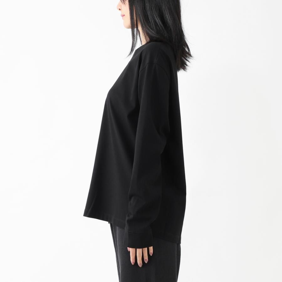 美品 ザロウ クルーネック バックジップ カットソー トップス ９分袖 ブラック 美品 ザロウ クルーネック バックジップ カットソー トップス 9分袖