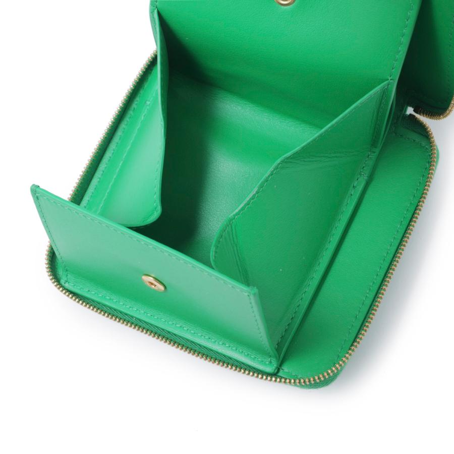 BOTTEGA VENETA　2つ折り財布　グリーン　イントレチャート パラキートミディアム イントレチャート 二つ折りファスナー