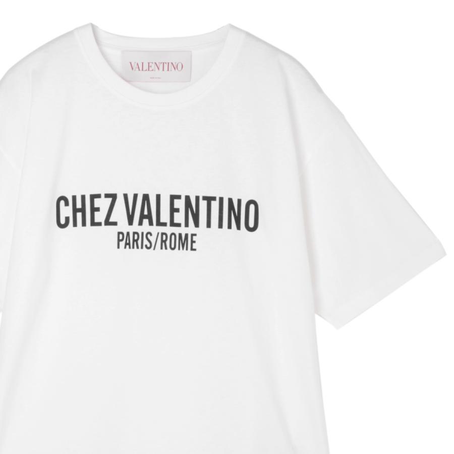 ヴァレンティノガラヴァーニ VALENTINO GARAVANI クルーネックTシャツ COTTON T-SHIRT WITH CHEZ VALENTINO PRINT ホワイト メンズ 6v3mg16papg-a03の画像