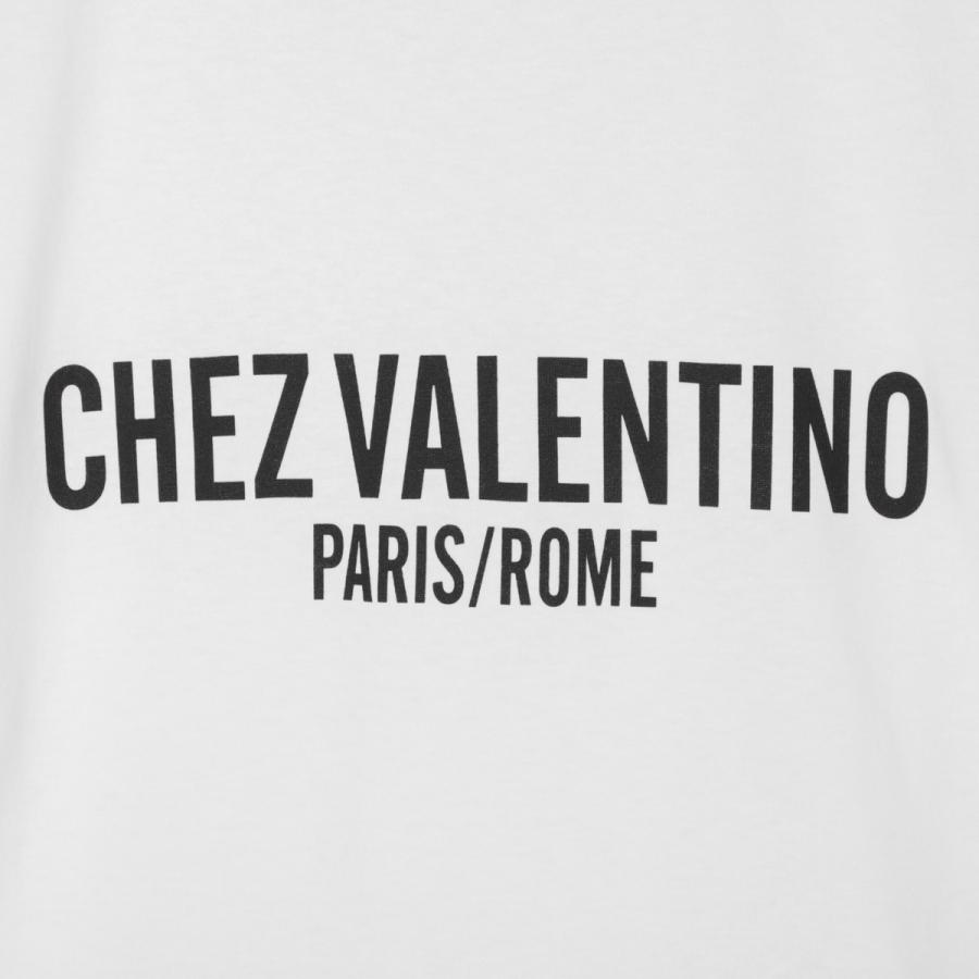 ヴァレンティノガラヴァーニ VALENTINO GARAVANI クルーネックTシャツ COTTON T-SHIRT WITH CHEZ VALENTINO PRINT ホワイト メンズ 6v3mg16papg-a03の画像