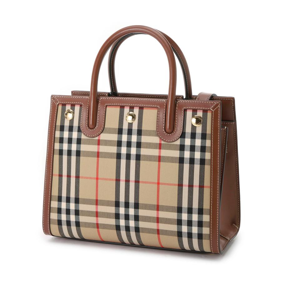10/7まで限定デッドス未使用Burberryキャンバスレザー製 2wayバッグ BURBERRY（バーバリー） ハンドバッグ 2WAY TITLE MINI トートバッグ