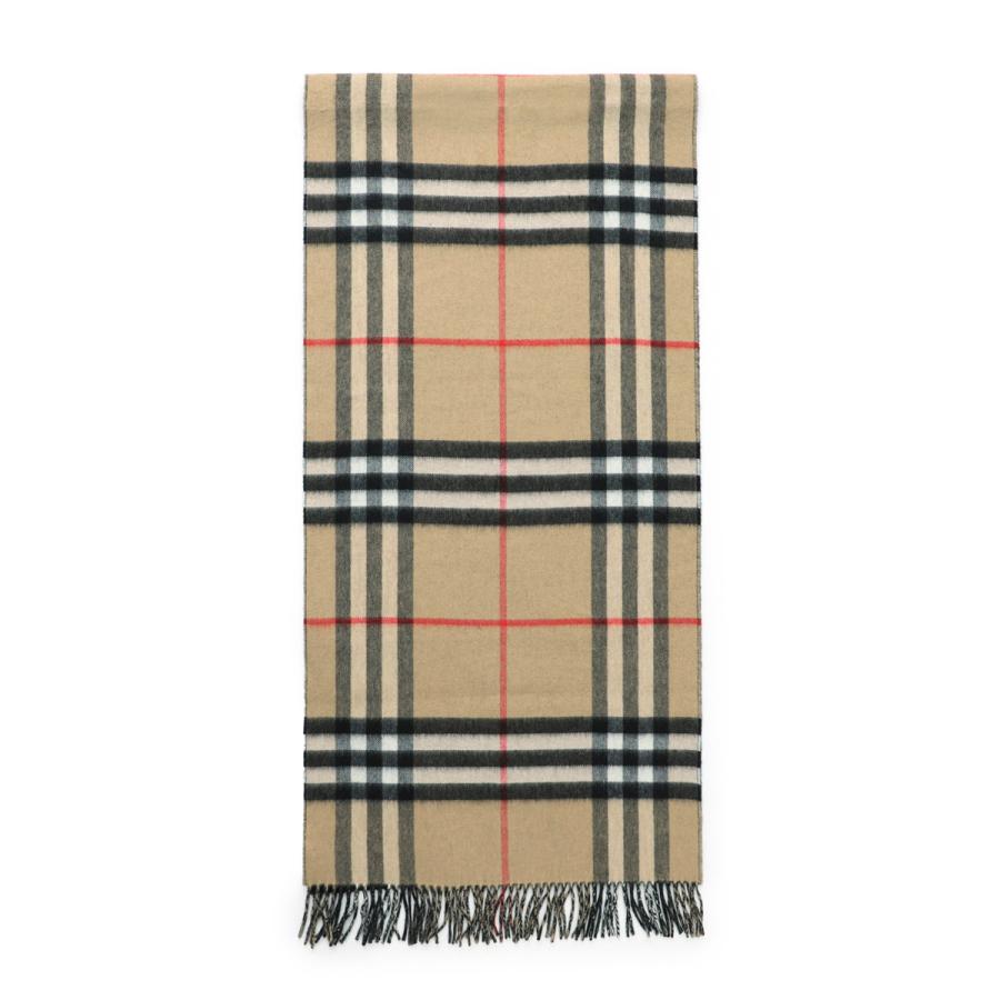 バーバリー　カシミヤ　ベージュ　マフラー　約132cm×約30cm BURBERRY（バーバリー） マフラー GIANT CHECK SOLID LONG CASHMERE