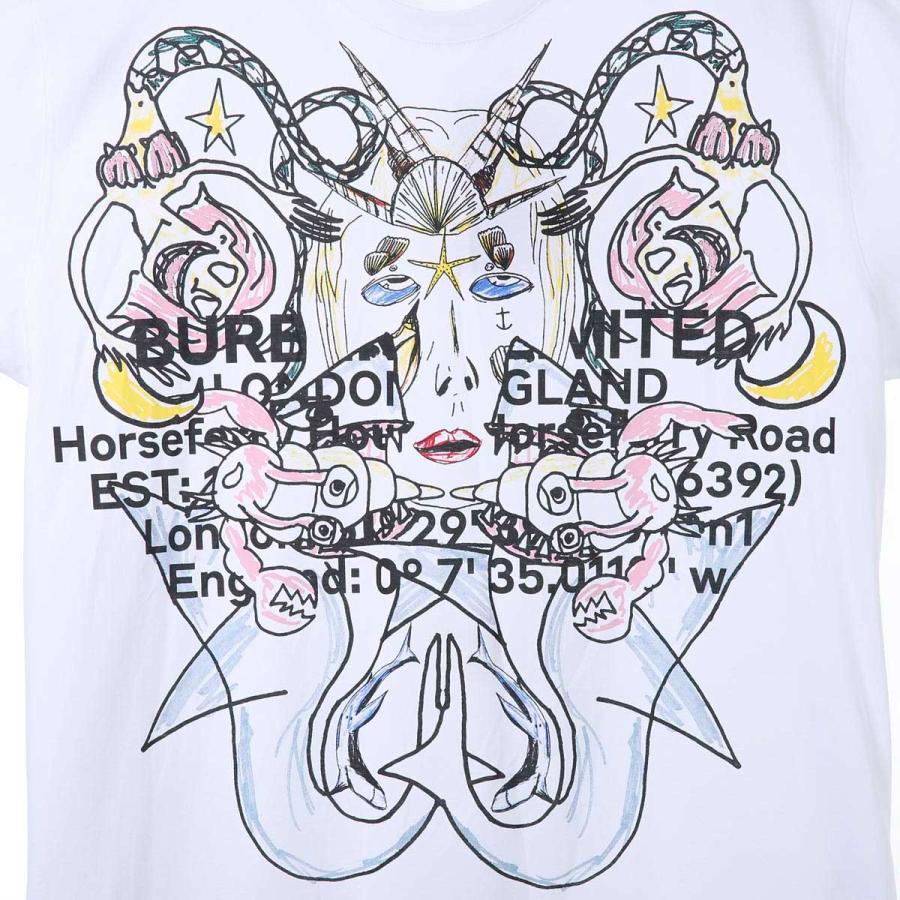 極美品✨BURBERRY クリスタル装飾 ラグビーシャツ 近年モデル Mサイズ BURBERRY（バーバリー） クルーネック Tシャツ MONTAGE PRINT COTTON