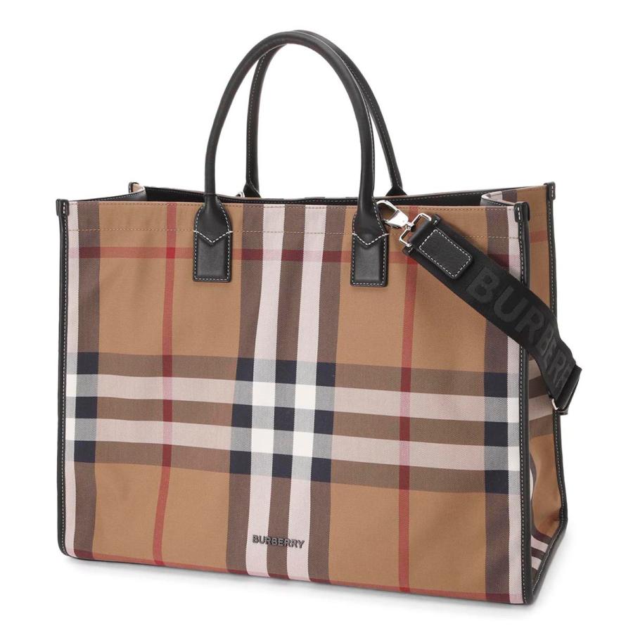 BURBERRY 正規品 BURBERRY バーバリー トートバッグ CHECK COTTON CANVAS TOTE ブラウン