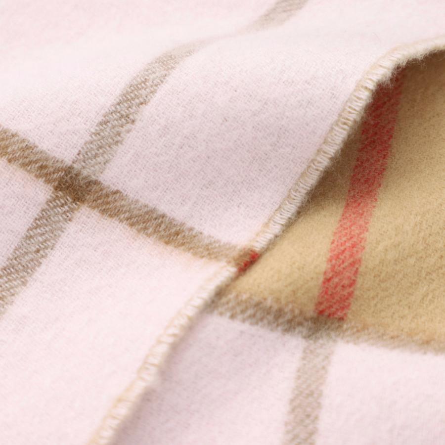 バーバリーズ 英国製 ノバチェック ウール ロング丈 サーモンピンク S相当 BURBERRY（バーバリー） ストール GIANT CHECK LATERAL SPLIT SCARF