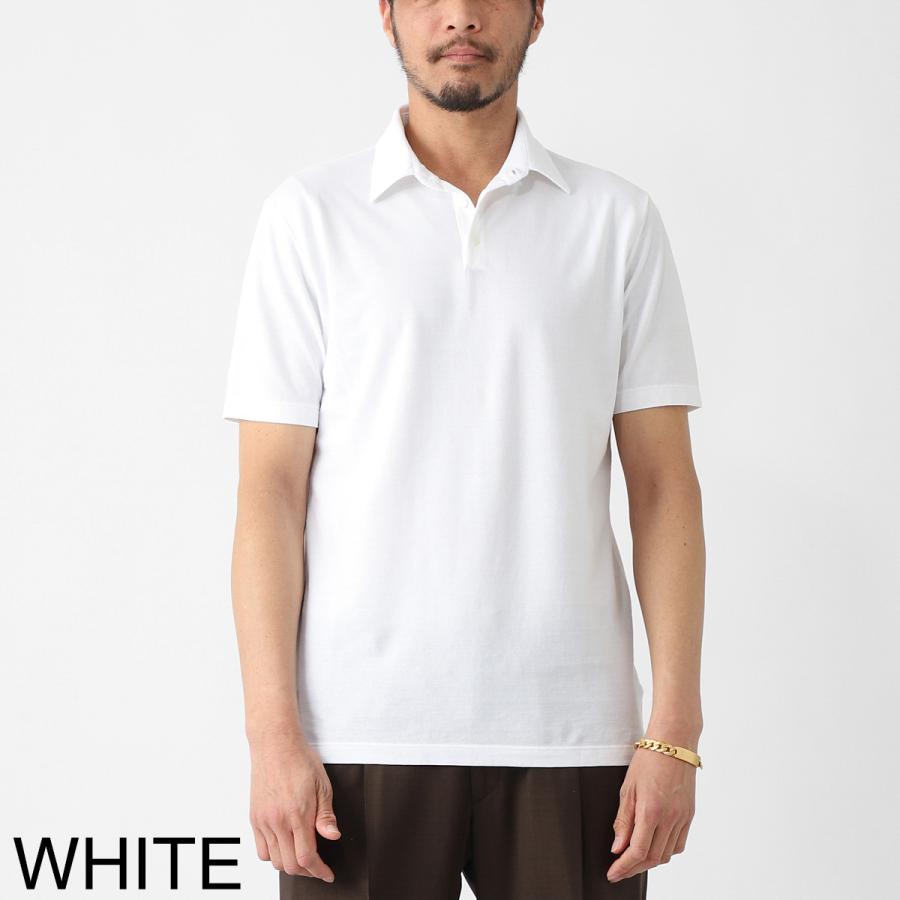 サイズ46 コットン アイス ピケ ポロシャツ ZANONE ホワイト アイスコットン COTTON ポロシャツ/ICE ザノーネ アウトレット】ZANONE トップス